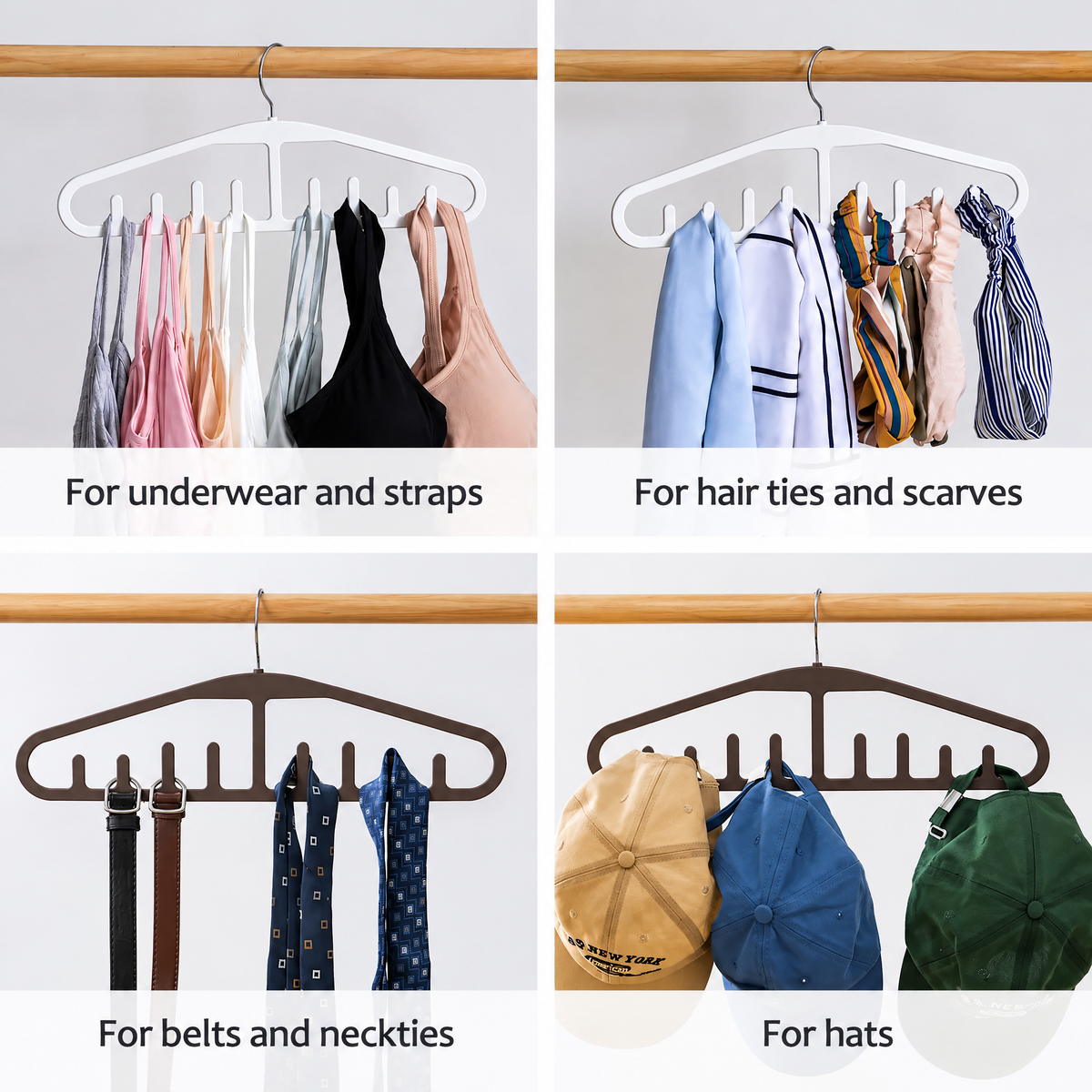 NzorKvil Multi-Hook Tank Top & Bra Hanger β Space-Saving Closet Organizer for Camisoles, Scarves & Belts