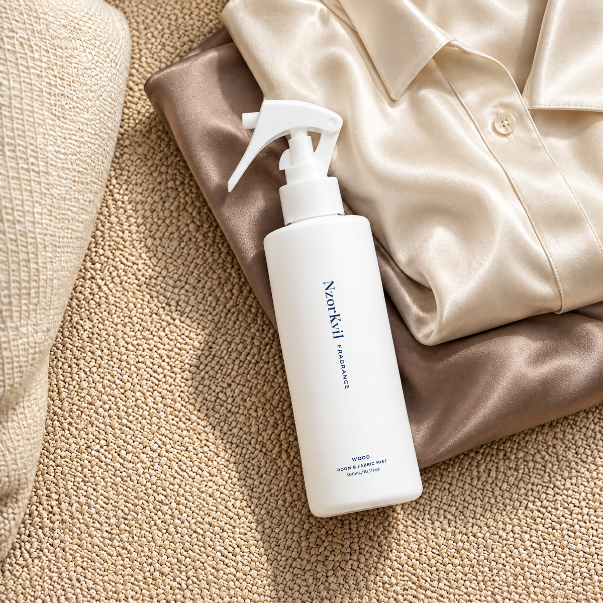 NzorKvil Wood Room & Fabric Spray – Woody-Scented Linen Mist for Home Textiles