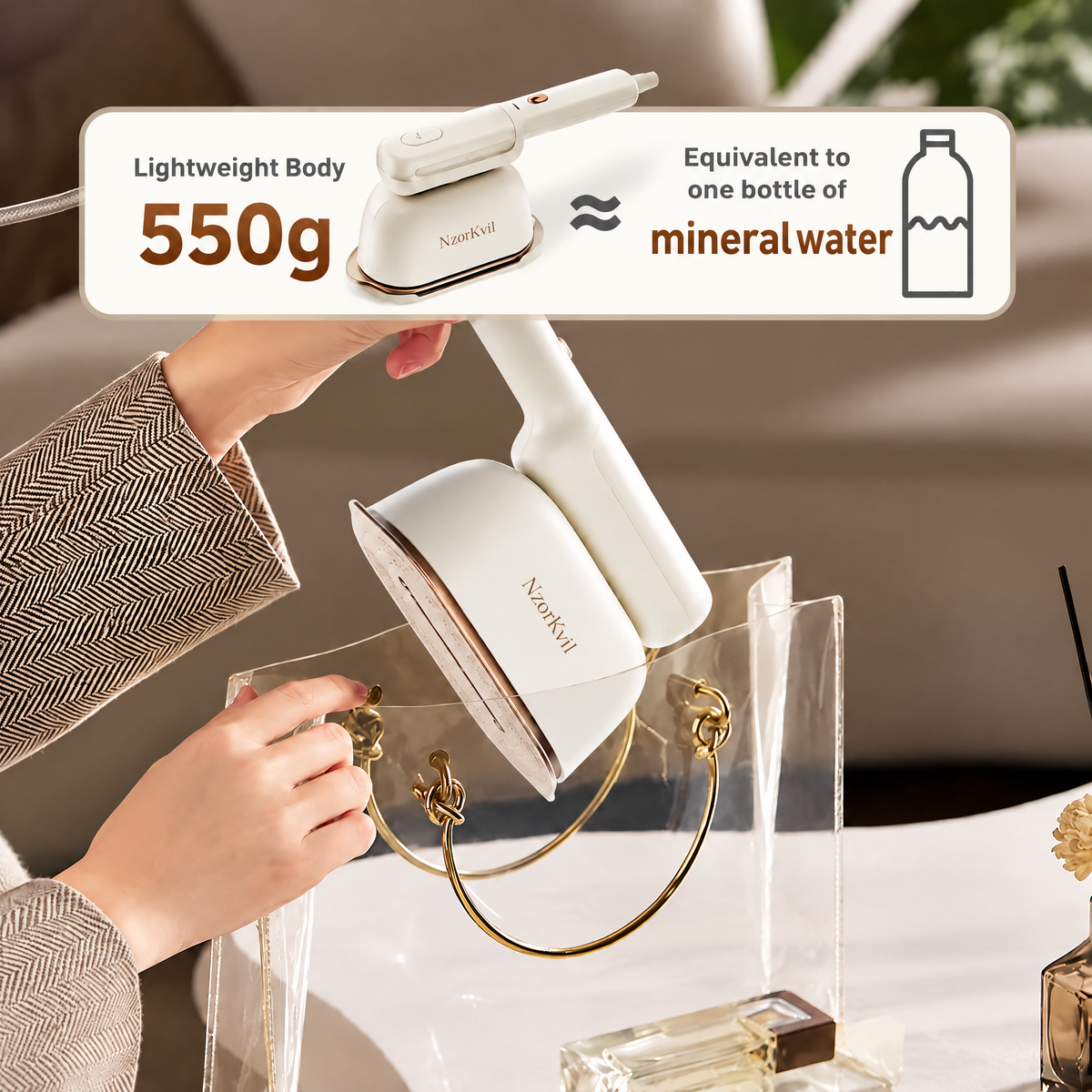 NzorKvil Handheld Clothes Steamer – Portable Garment & Fabric Steamer for Wrinkle Touch-Ups