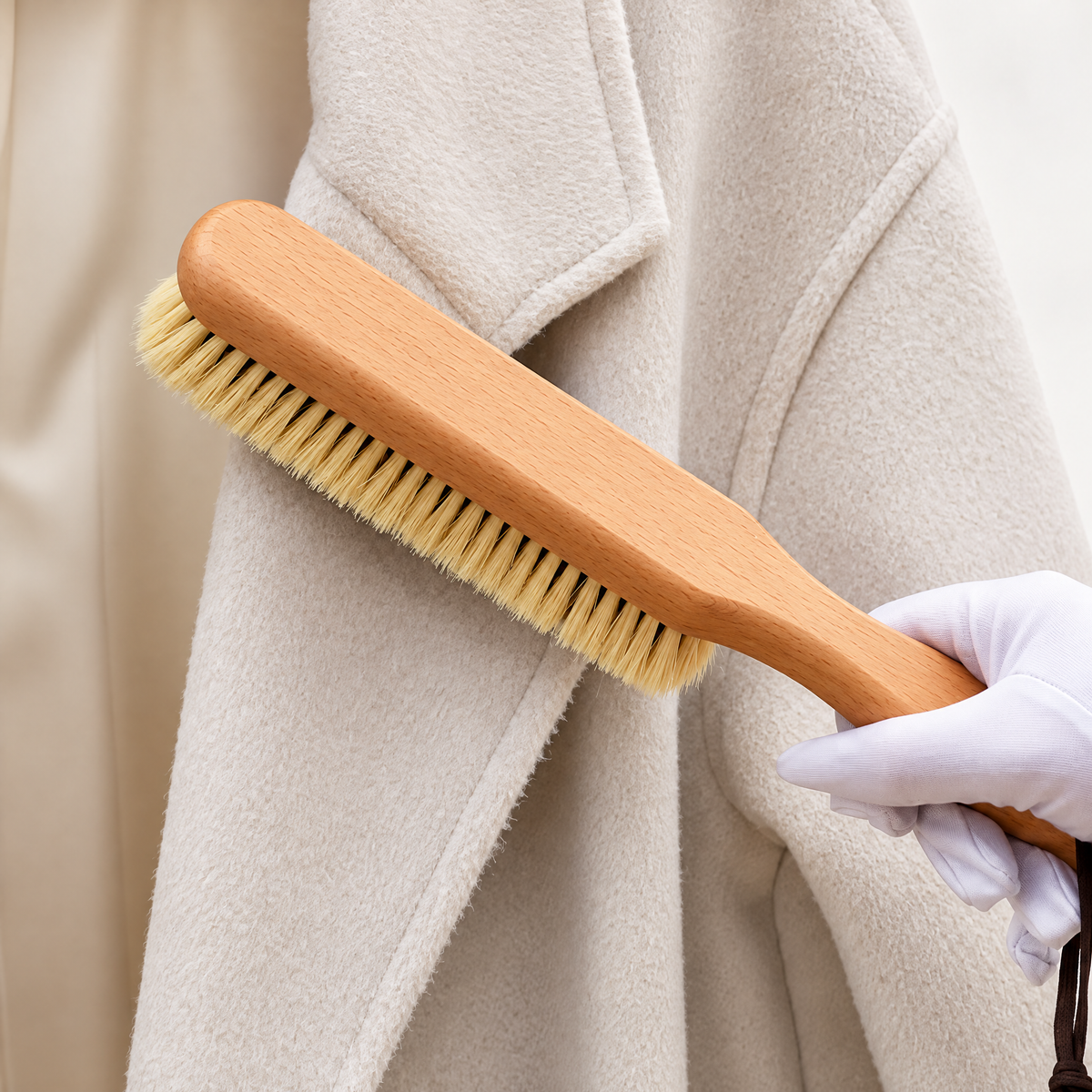 NzorKvil Wooden Clothes Brush – Garment Lint & Dust Brush for Wool Coats, Jackets & Suits